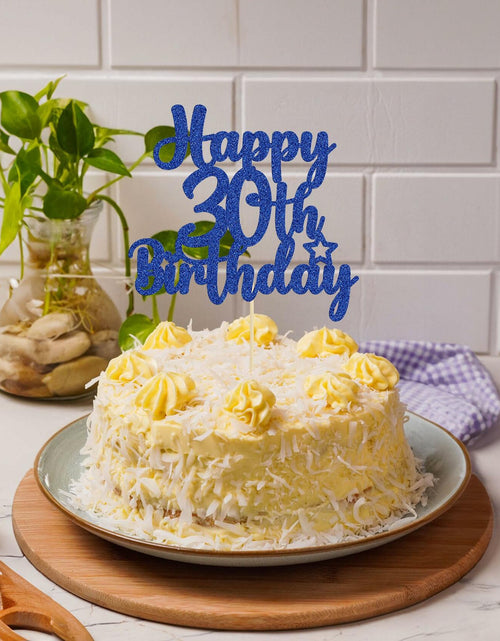 Load image into Gallery viewer, Gyufise Happy 30th Birthday Cake Topper Glitter Blue 1Pc
