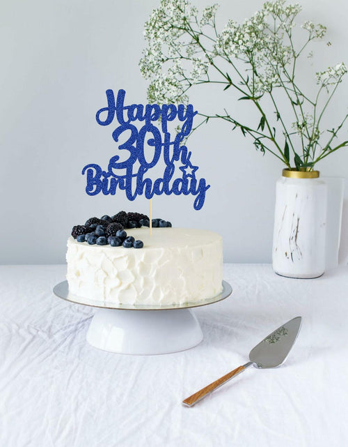 Load image into Gallery viewer, Gyufise Happy 30th Birthday Cake Topper Glitter Blue 1Pc
