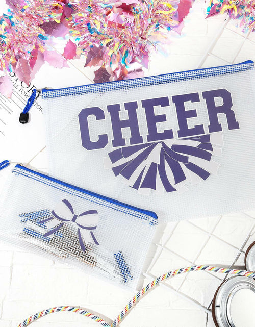 Load image into Gallery viewer, SOIDRAM 2 Pcs Cheer Makeup Bag Zipper Pouch Blue/Silver Plastic
