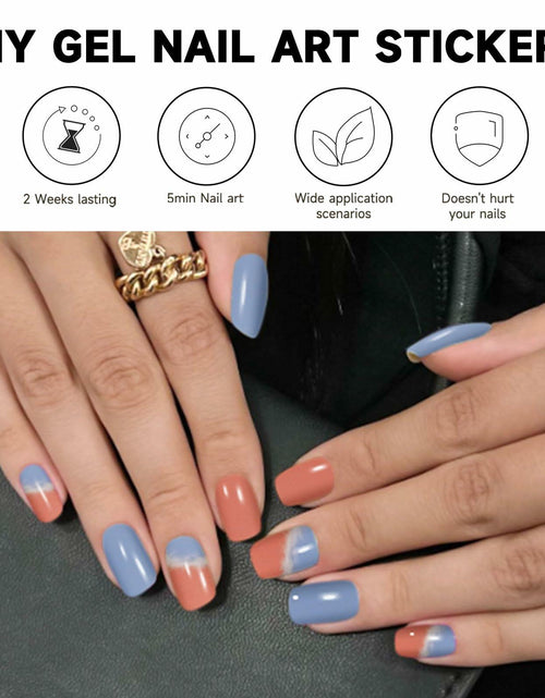 Load image into Gallery viewer, DUKASOU Semi Cured Gel Nail Strips 28 pcs Sunset Glow UV Nail Stickers
