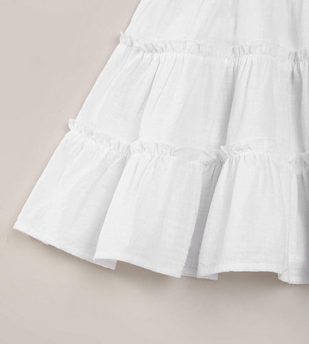 TIMOGG Toddler Girl Sleeveless Linen Cotton Dress Bow White Size 3-4T