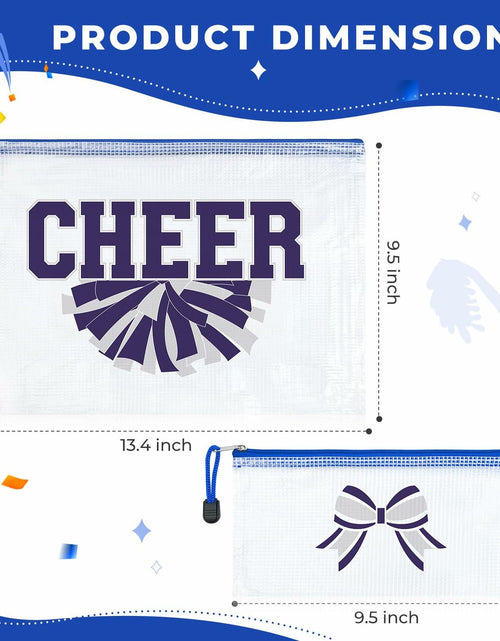 Load image into Gallery viewer, SOIDRAM 2 Pcs Cheer Makeup Bag Zipper Pouch Blue/Silver Plastic
