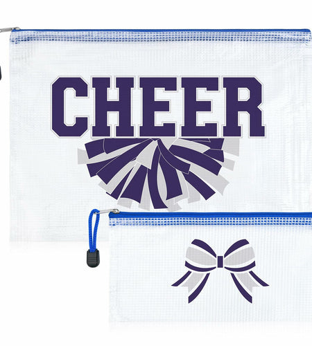 SOIDRAM 2 Pcs Cheer Makeup Bag Zipper Pouch Blue/Silver Plastic