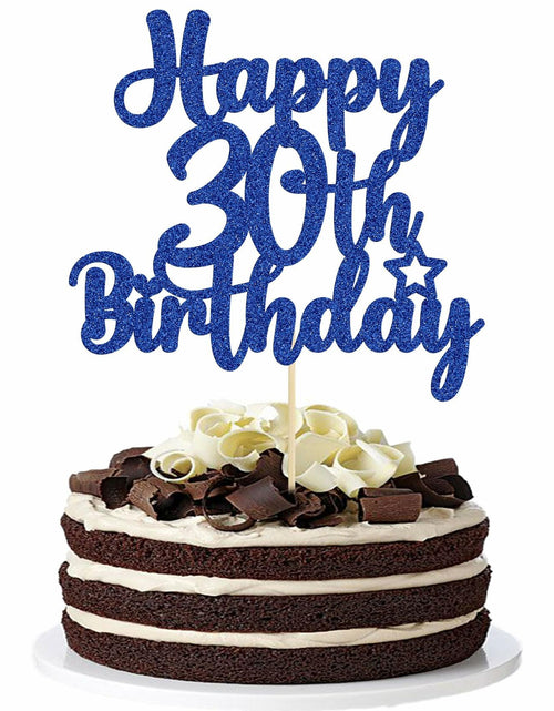 Load image into Gallery viewer, Gyufise Happy 30th Birthday Cake Topper Glitter Blue 1Pc
