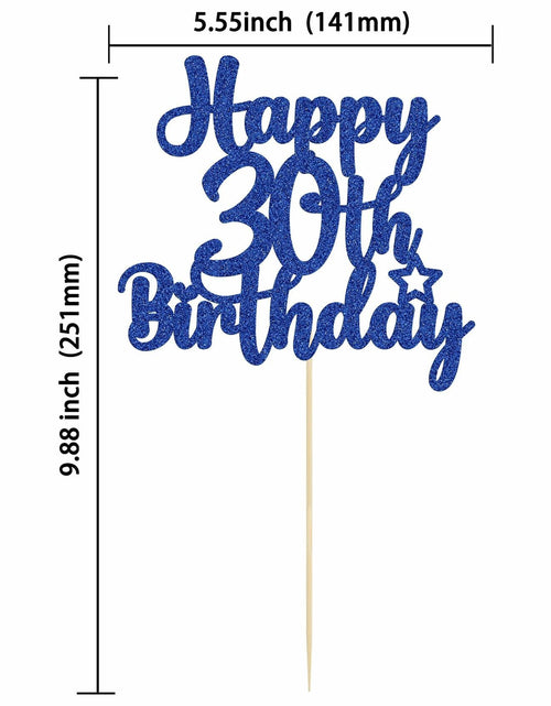 Load image into Gallery viewer, Gyufise Happy 30th Birthday Cake Topper Glitter Blue 1Pc
