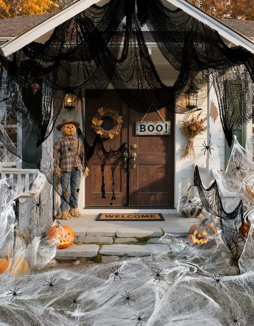 Load image into Gallery viewer, PinCute Halloween Decorations 5 Pack Creepy Cloth 30x72in Black Spider Web
