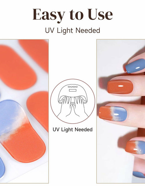 Load image into Gallery viewer, DUKASOU Semi Cured Gel Nail Strips 28 pcs Sunset Glow UV Nail Stickers
