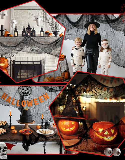 Load image into Gallery viewer, PinCute Halloween Decorations 5 Pack Creepy Cloth 30x72in Black Spider Web
