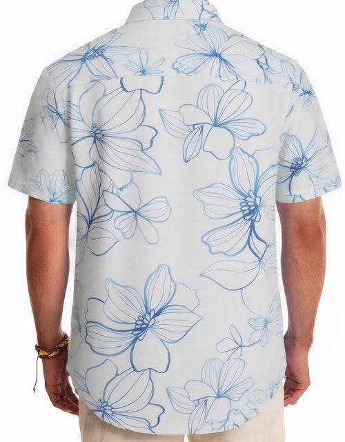 Load image into Gallery viewer, ALLOVIN Mens Hawaiian Shirt Floral Button Down Blue White XL
