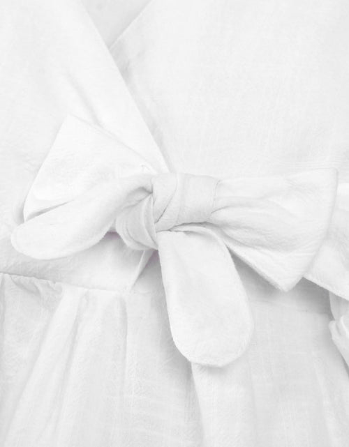 Load image into Gallery viewer, TIMOGG Toddler Girl Sleeveless Linen Cotton Dress Bow White Size 3-4T
