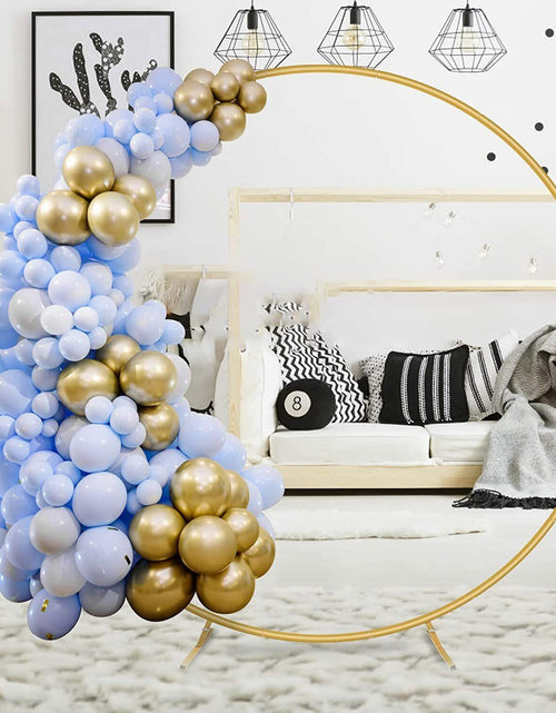 Load image into Gallery viewer, HEOMU Round Backdrop Balloon Arch Stand 7.3FT Gold Metal Art Deco
