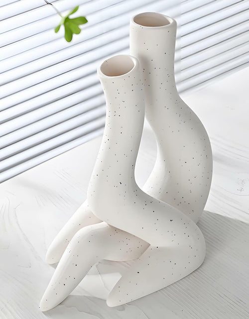 Load image into Gallery viewer, T9TDCS White Ceramic Vase Set of 2 Modern Nordic Boho Home Decor
