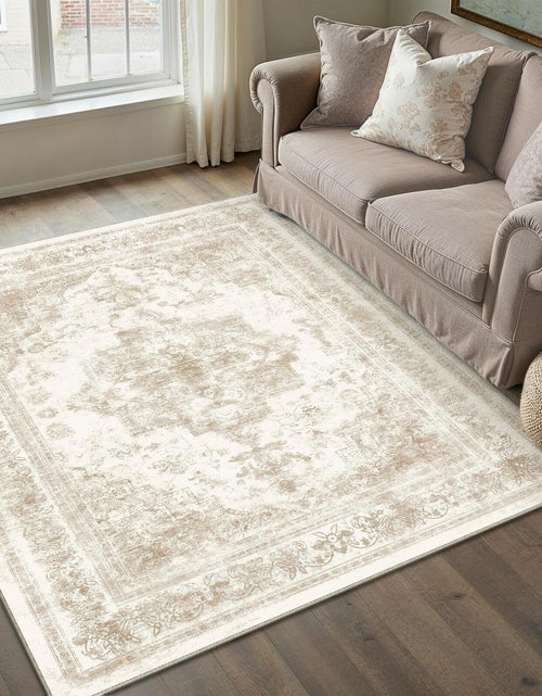 Load image into Gallery viewer, PureCozy 3x5 Taupe Vintage Floral Washable Low Pile Area Rug Classic
