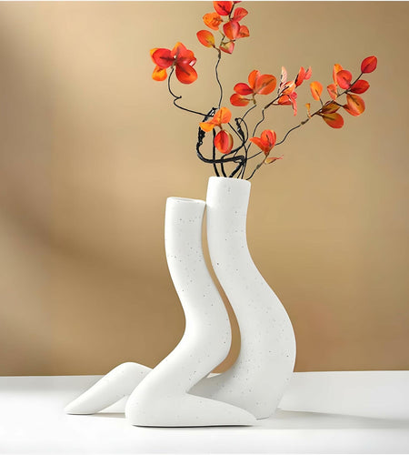 T9TDCS White Ceramic Vase Set of 2 Modern Nordic Boho Home Decor