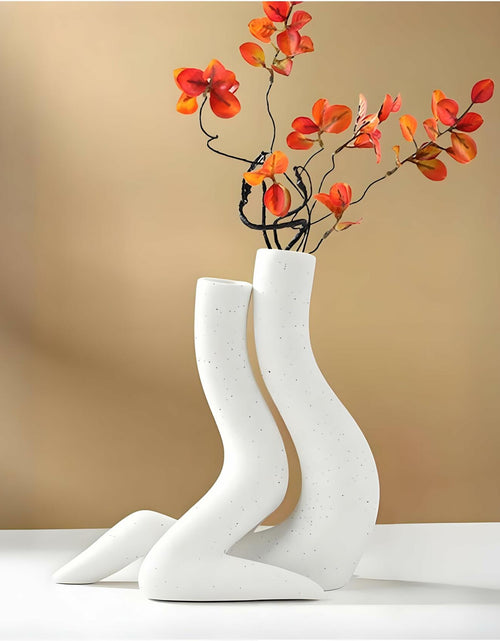 Load image into Gallery viewer, T9TDCS White Ceramic Vase Set of 2 Modern Nordic Boho Home Decor
