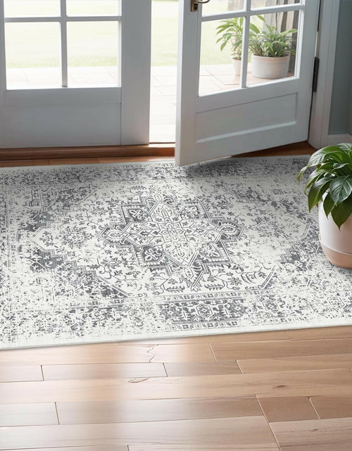 Load image into Gallery viewer, PureCozy 3x5 Taupe Vintage Floral Washable Low Pile Area Rug Classic
