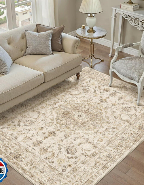 Load image into Gallery viewer, PureCozy 3x5 Taupe Vintage Floral Washable Low Pile Area Rug Classic

