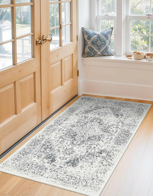 Load image into Gallery viewer, PureCozy 3x5 Taupe Vintage Floral Washable Low Pile Area Rug Classic
