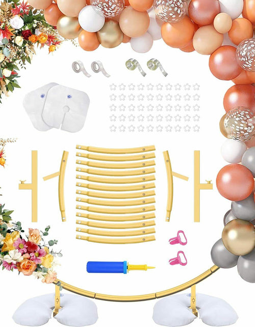 Load image into Gallery viewer, HEOMU Round Backdrop Balloon Arch Stand 7.3FT Gold Metal Art Deco

