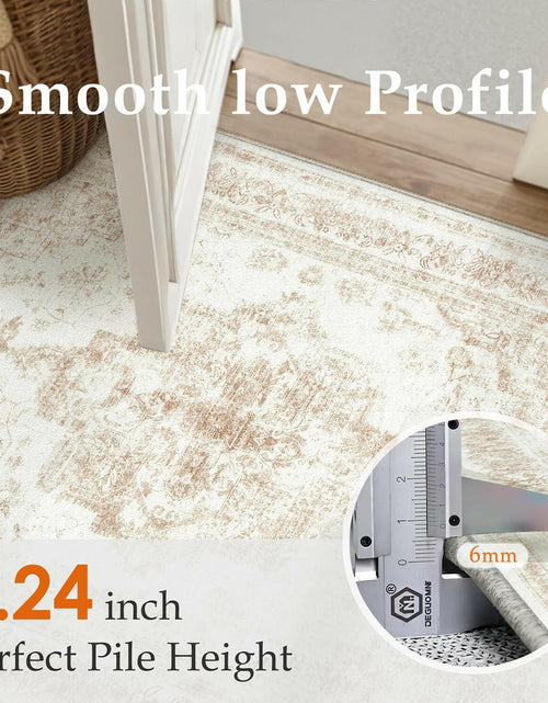 Load image into Gallery viewer, PureCozy 3x5 Taupe Vintage Floral Washable Low Pile Area Rug Classic

