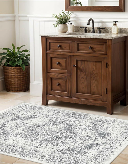 Load image into Gallery viewer, PureCozy 3x5 Taupe Vintage Floral Washable Low Pile Area Rug Classic
