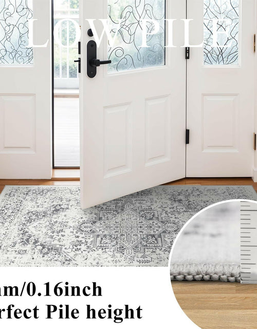 Load image into Gallery viewer, PureCozy 3x5 Taupe Vintage Floral Washable Low Pile Area Rug Classic
