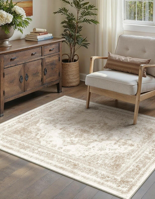 Load image into Gallery viewer, PureCozy 3x5 Taupe Vintage Floral Washable Low Pile Area Rug Classic
