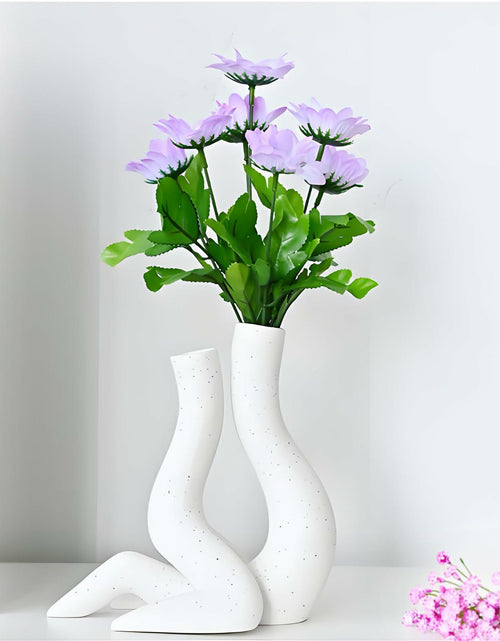 Load image into Gallery viewer, T9TDCS White Ceramic Vase Set of 2 Modern Nordic Boho Home Decor
