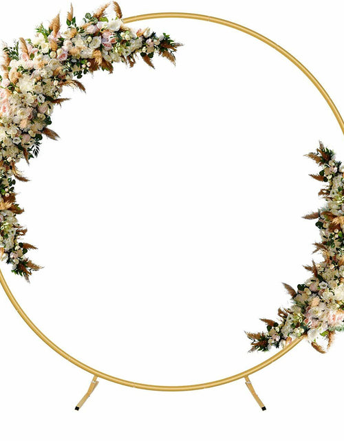 Load image into Gallery viewer, HEOMU Round Backdrop Balloon Arch Stand 7.3FT Gold Metal Art Deco
