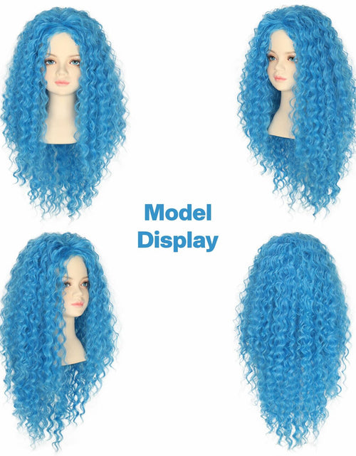 Load image into Gallery viewer, Miss U Hair Girls Long Curly Blue Wig Child Size
