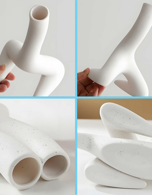 Load image into Gallery viewer, T9TDCS White Ceramic Vase Set of 2 Modern Nordic Boho Home Decor
