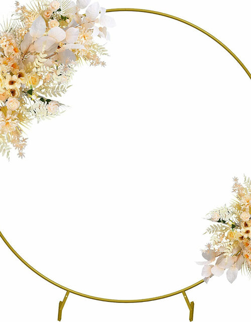 Load image into Gallery viewer, HEOMU Round Backdrop Balloon Arch Stand 7.3FT Gold Metal Art Deco
