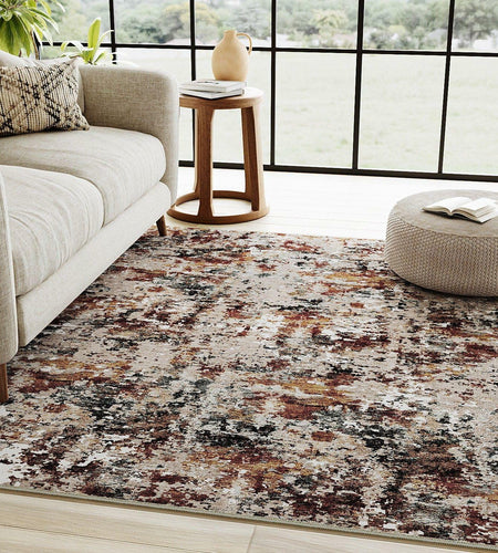 PureCozy 3x5 Taupe Vintage Floral Washable Low Pile Area Rug Classic