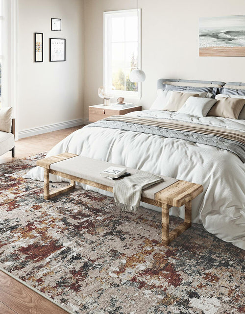 Load image into Gallery viewer, PureCozy 3x5 Taupe Vintage Floral Washable Low Pile Area Rug Classic

