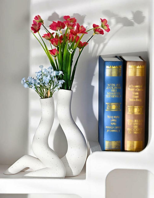 Load image into Gallery viewer, T9TDCS White Ceramic Vase Set of 2 Modern Nordic Boho Home Decor
