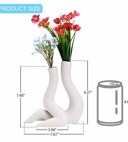 T9TDCS White Ceramic Vase Set of 2 Modern Nordic Boho Home Decor