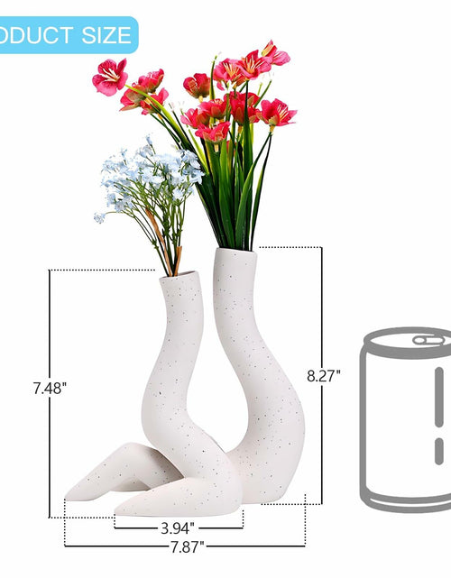 Load image into Gallery viewer, T9TDCS White Ceramic Vase Set of 2 Modern Nordic Boho Home Decor
