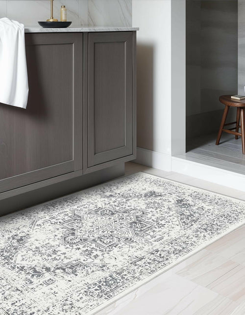 Load image into Gallery viewer, PureCozy 3x5 Taupe Vintage Floral Washable Low Pile Area Rug Classic
