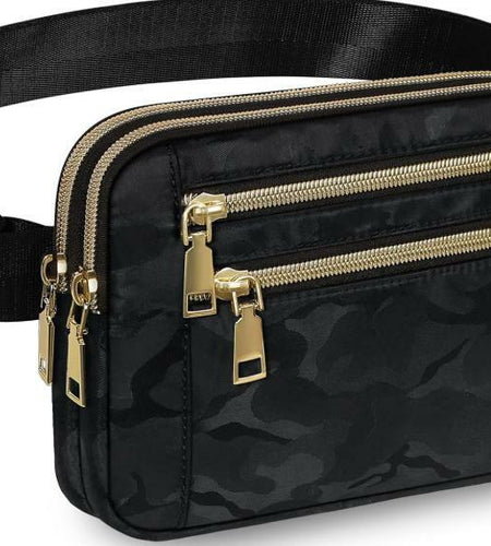 ZORFIN Fanny Pack Crossbody Belt Bag Adjustable Strap Camo Black One_Size