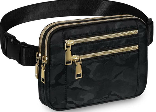 Load image into Gallery viewer, ZORFIN Fanny Pack Crossbody Belt Bag Adjustable Strap Camo Black One_Size
