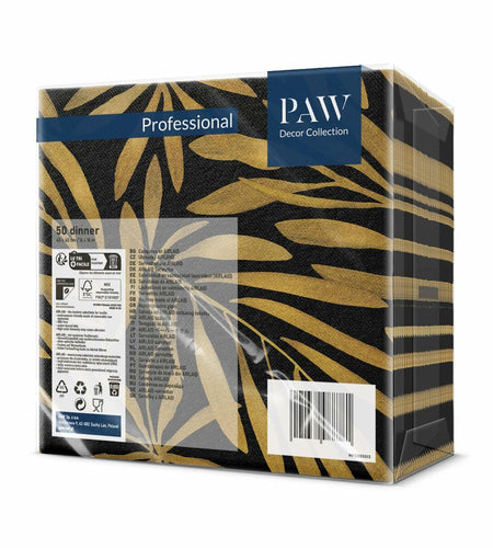 PAW Linen-Feel Paper Napkins 16x16 Golden Leaves Design 50 Pieces