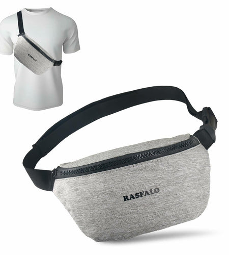 Rasfalo Fanny Pack Crossbody Bag Adjustable Belt Large Black Style 02
