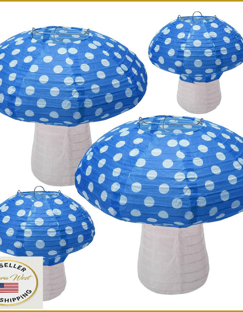 Load image into Gallery viewer, Lotus Mann 3PCS Large Navy Blue Mushroom Paper Lanterns Rustic Birthday Decor
