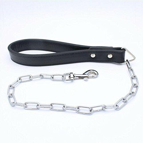Load image into Gallery viewer, haoyueer Leather Spiked Studded Dog Collar &amp; Chain Leash Set XL Black
