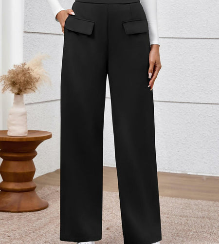 BTFBM Women's High Waisted Stretchy Palazzo Pants Black Size XX-Large