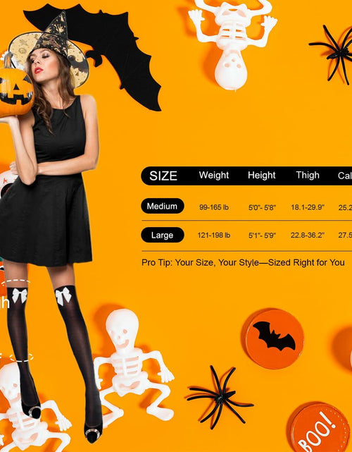 Load image into Gallery viewer, YIGETA Knee High Socks Bow Hold-ups Snag-Resistant Black White
