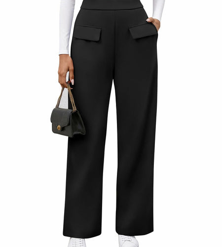 BTFBM Women's High Waisted Stretchy Palazzo Pants Black Size XX-Large