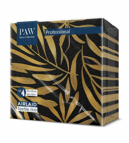 PAW Linen-Feel Paper Napkins 16x16 Golden Leaves Design 50 Pieces