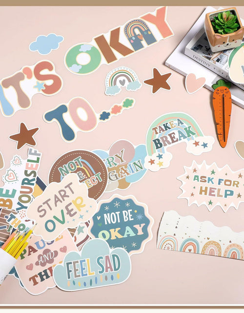 Load image into Gallery viewer, Weekgrat 65 Pc Affirmation Station Motivational Bulletin Board Set Groovy Style
