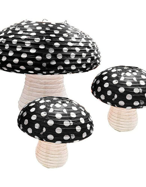 Load image into Gallery viewer, Lotus Mann 3PCS Large Navy Blue Mushroom Paper Lanterns Rustic Birthday Decor
